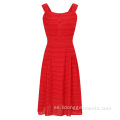 Vestido de verano de mezcla de algodón de ropa roja Sling
